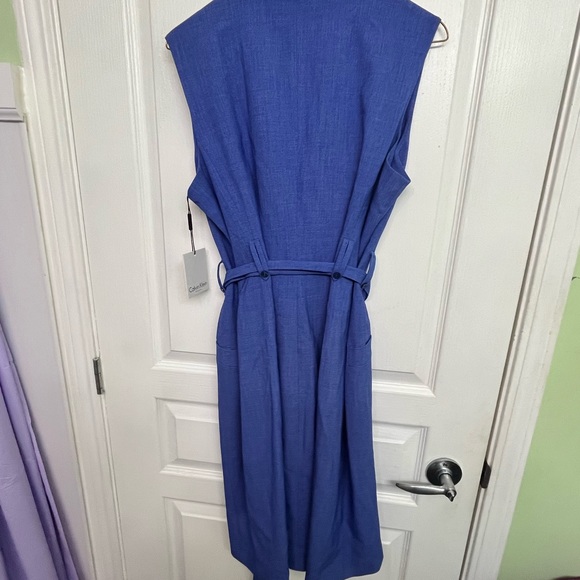 Calvin Klein Blue Sleeveless Belted Lined Dress Size 14. Brand New With tags! - Picture 4 of 12